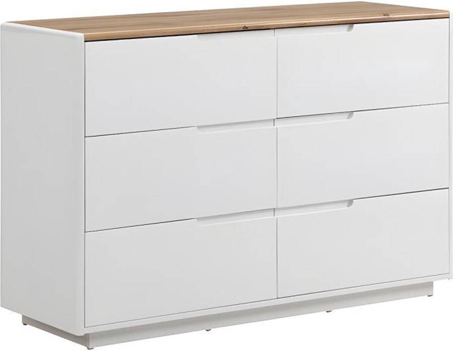 Vente-unique Ladekast AMANI 6 laden MDF Witgelakt en eikenkleur L 120 cm x H 80 cm x D 40 cm - Foto 2