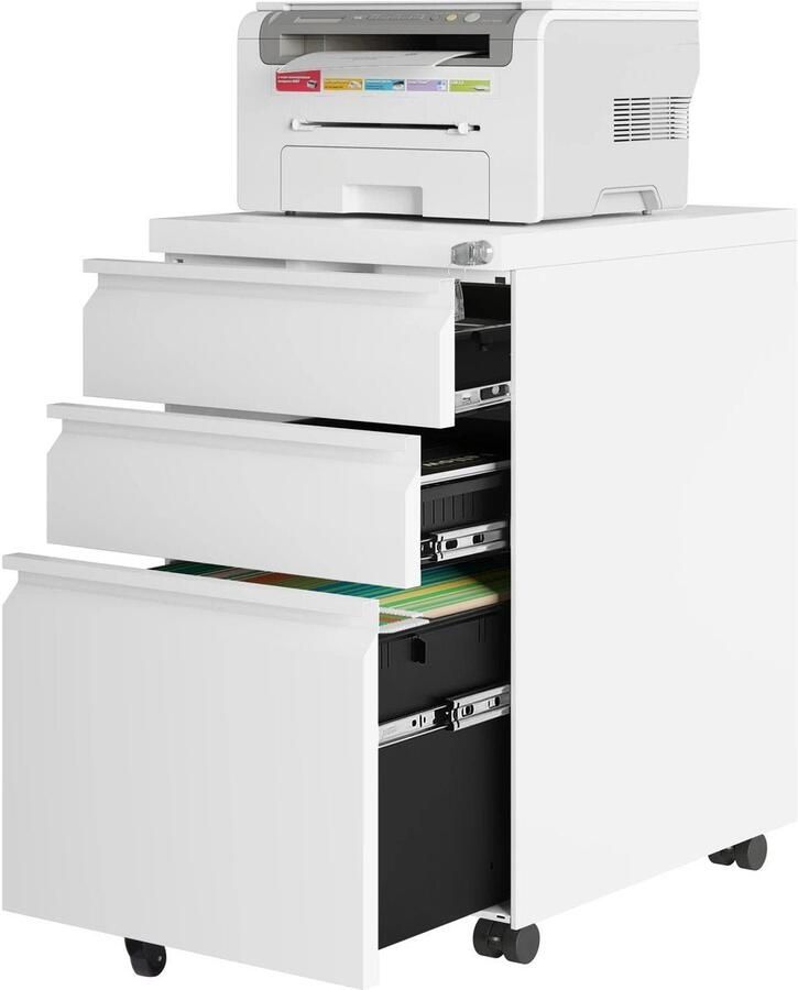 Ladekast Archiefkast Opbergkast Kabinet Kast Opbergen Opbergkast Organizer Kantoorkast Archiefkast Kantoorbenodigdheden Meubels 39 cm x 46 cm x 62 cm Wit