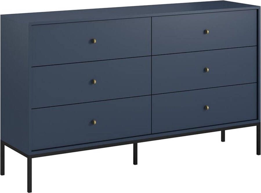 Vente-unique Ladekast BOGDAN 6 laden Blauw L 154 cm x H 91 cm x D 39 cm - Foto 2