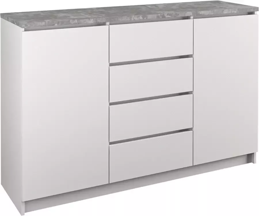 Ladekast Commode Wit Betonkleur Dressoir 120 cm