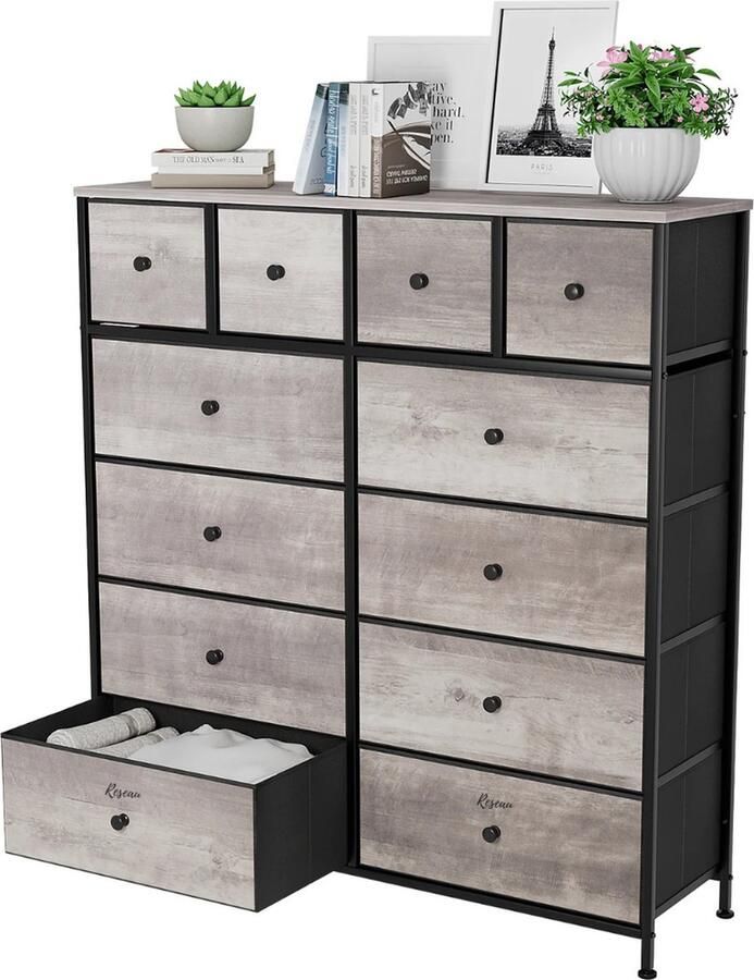 Ladekast Ladenkastje Ladenkast Commode Ladekastje Ladekasten Slaapkamer 100x100x30 Cm Hout & Stof Grijs