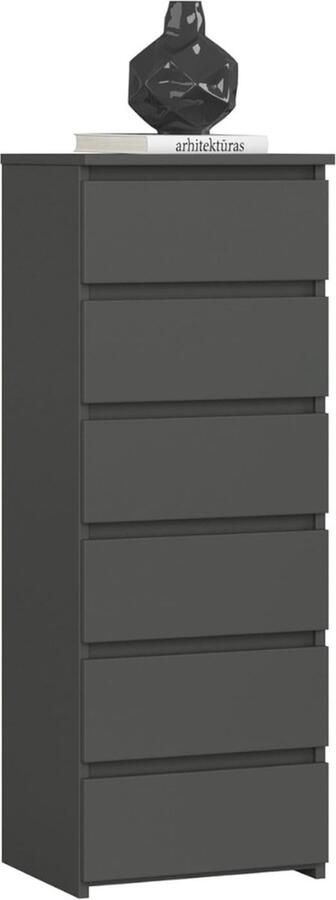 Ladekast Ladenkastje Ladenkast Ladekastje Ladekasten Slaapkamer 35x40x109 Cm 6 Lade's Hout Zwart