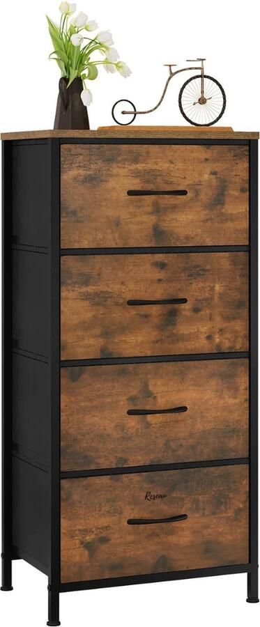 Ladekast Ladenkastje Ladenkast Ladekastje Ladekasten Slaapkamer Commode 45x94x30 Cm 4 Lade's Hout & Stof