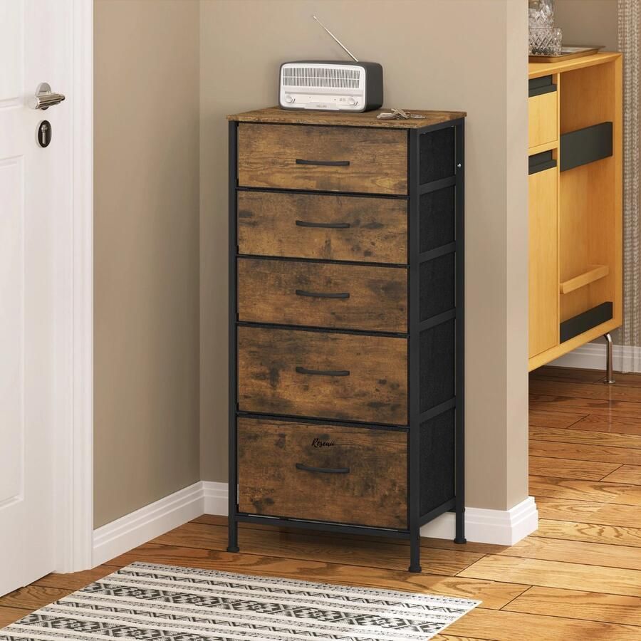 Ladekast Ladenkastje Ladenkast Ladekastje Ladekasten Slaapkamer Commode 45x95x30 Cm Hout & Stof