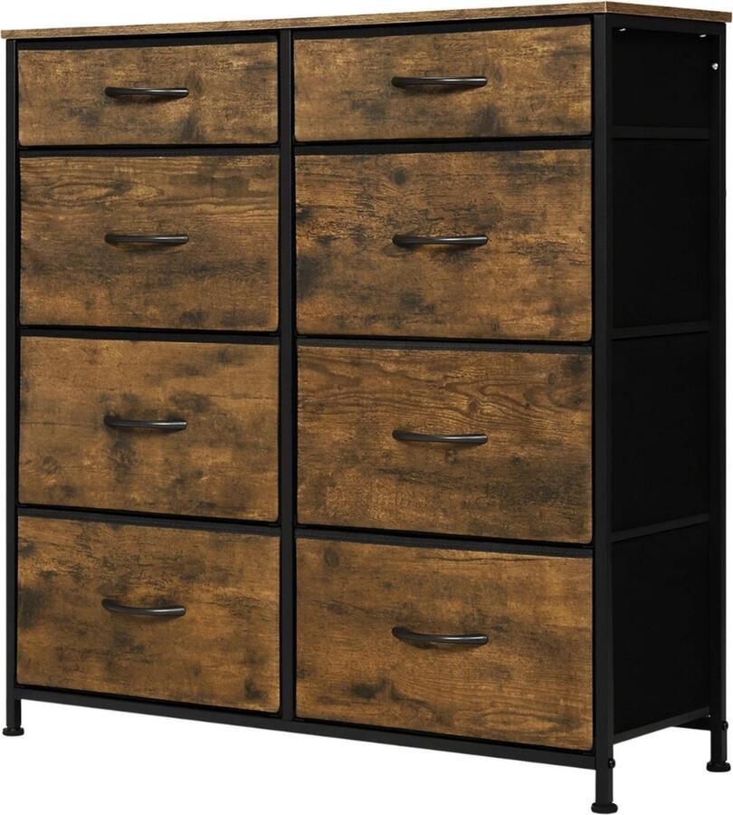 Ladekast Ladenkastje Ladenkast Ladekastje Ladekasten Slaapkamer Commode 86x30x98 Cm Hout & Stof