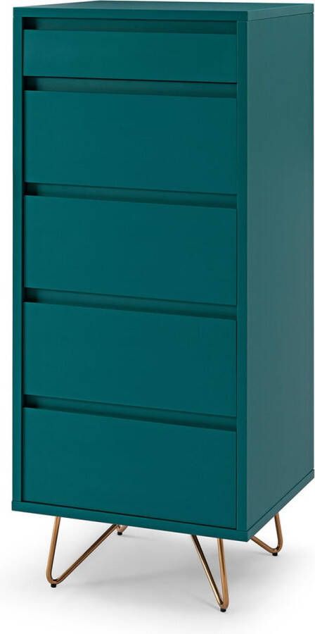 Ladekast Lucy Blauw MDF Breedte 45 cm Hoogte 110 cm Diepte 40 cm Met lades Zonder deuren