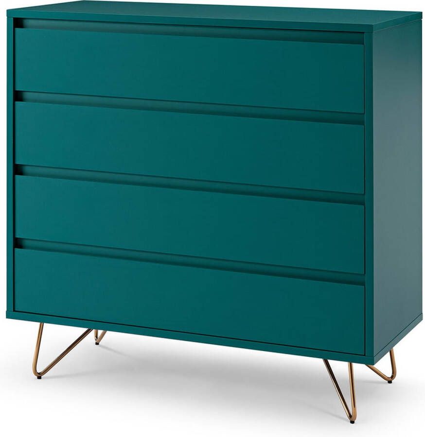 Ladekast Lucy Blauw MDF Breedte 90 cm Hoogte 90 cm Diepte 40 cm Met lades Zonder deuren