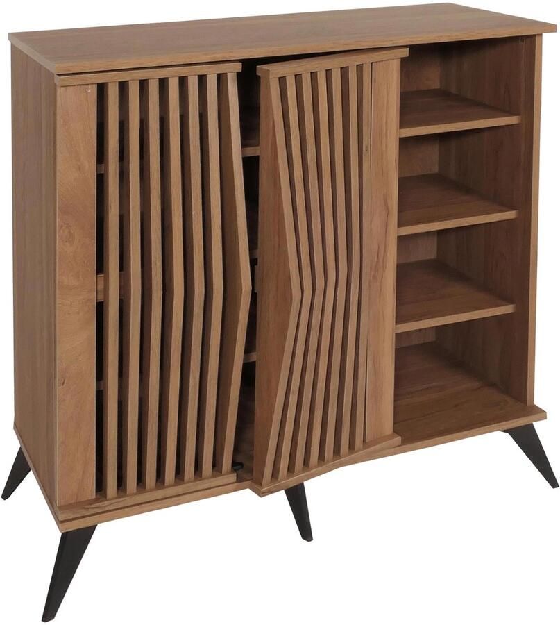 Ladekast MCW-M45 buffetkast dressoir highboard 3D design opbergvakken 95x90x44cm bruin