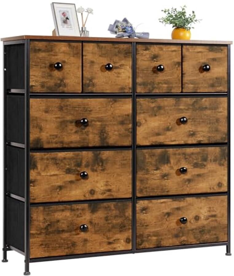 Ladekast met 10 stoffen lades voor slaapkamer keuken en kantoor Opbergruimte en TV-kast