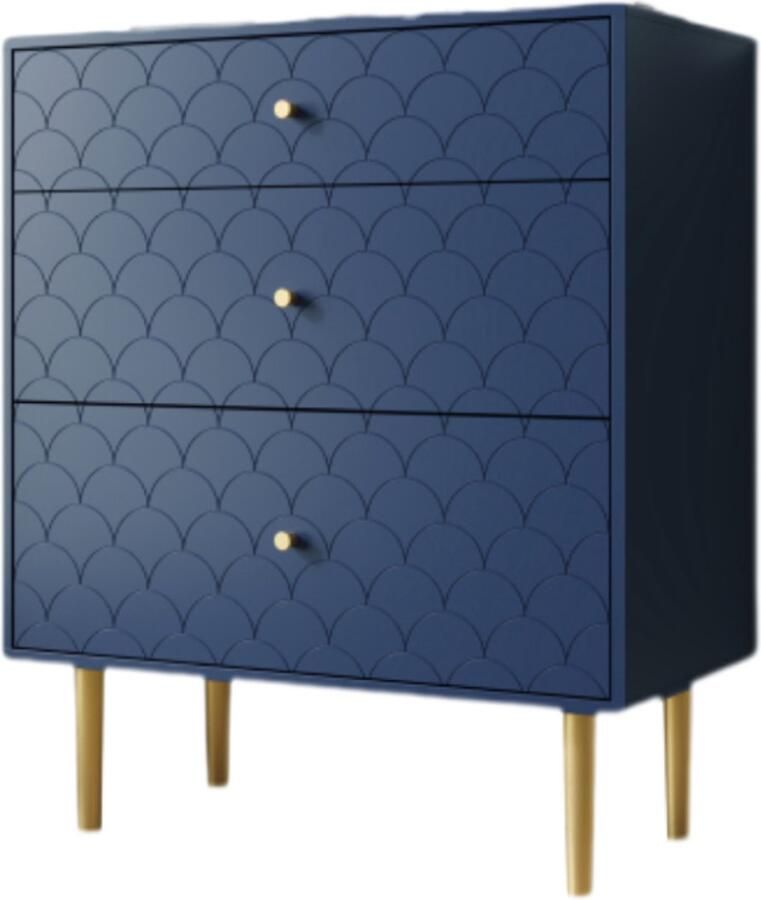 Zonder merk Gotagee Ladekast met 3 laden dressoir highboard voor slaapkamers en woonkamers marineblauw-H89 B75 D40 cm