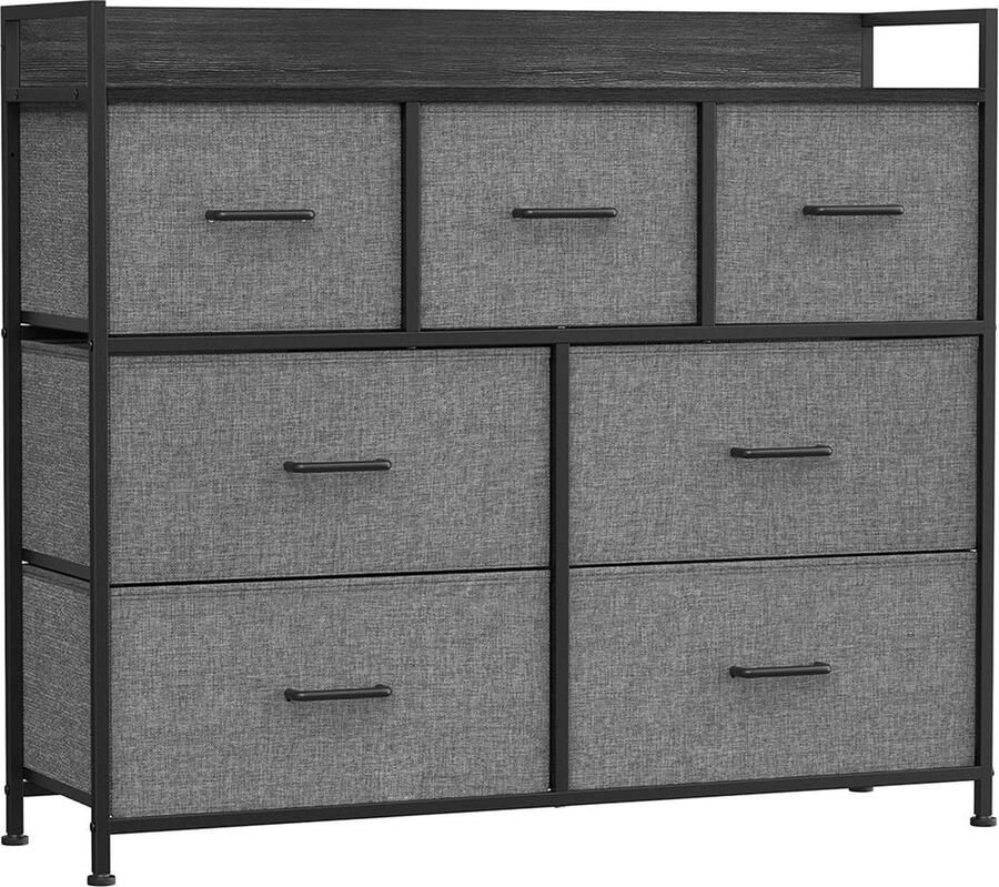 Rootz Living Rootz ladekast met 3 lades opbergkast grijszwarte houtnerf spaanplaat staal niet-geweven stof grote lades 28 5 cm x 98 cm x 85 cm 12 8 kg gewicht 36 kg totale capaciteit