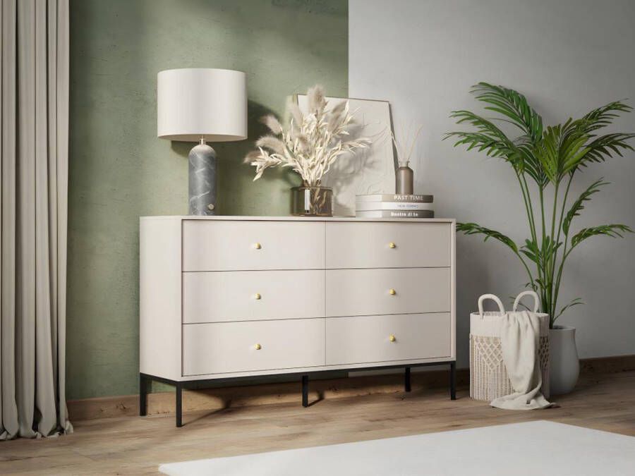 Vente-unique Ladekast met 6 laden Beige BOGDAN L 154 cm x H 91 cm x D 39 cm - Foto 3