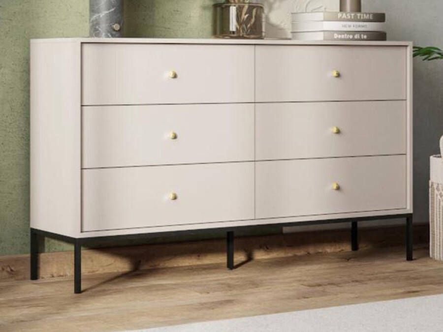 Vente-unique Ladekast met 6 laden Beige BOGDAN L 154 cm x H 91 cm x D 39 cm