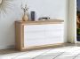 Ladekast met 6 lades Met ledverlichting Mdf Wit gelakt en naturel FLARANCIA L 140 cm x H 80 cm x D 40 cm - Thumbnail 2