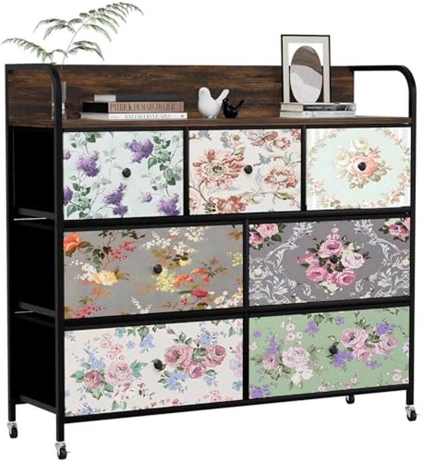 Ladekast met 7 Lades van Stof en Metaalframe