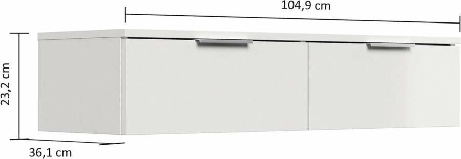 Ladekast Moon Hoogglans Wit MDF Breedte 104.9 cm Hoogte 23.2 cm Diepte 36.1 cm Met lades Zonder deuren - Foto 2