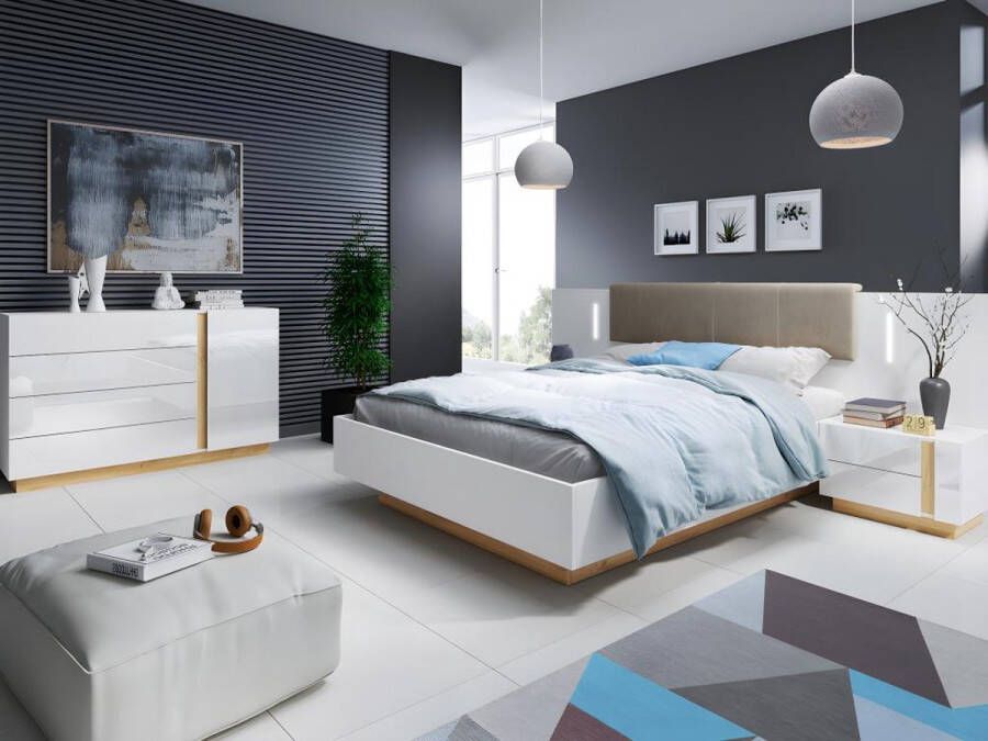 Vente-unique Ladekast MURARI 4 laden en 1 deur Wit en eiken L 138.2 cm x H 90.5 cm x D 40 cm - Foto 2