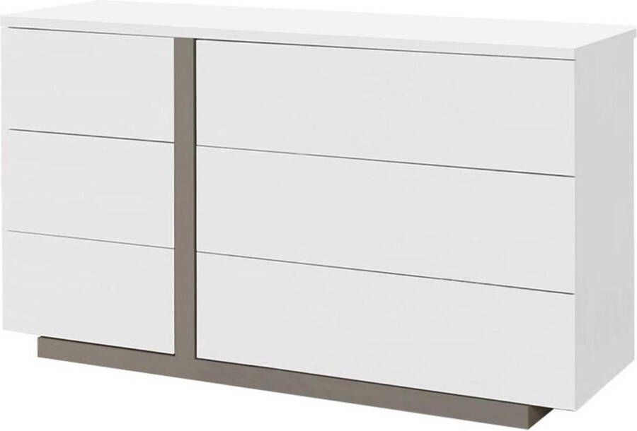 Ladekast NAPOLI 6 laden Wit en taupe L 120 cm x H 69.9 cm x D 38.8 cm