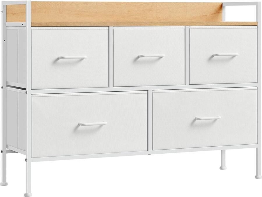 Rootz Living Rootz Ladekast Opbergkast Dressoir Spaanplaat & MDF Stalen frame Wolkenwit Eikenbeige 29cm x 98 2cm x 70cm