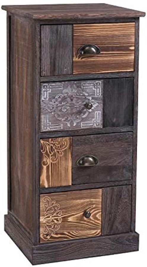 Ladekast Opbergrek met 4 Laden in Shabby Chic Vintage Look