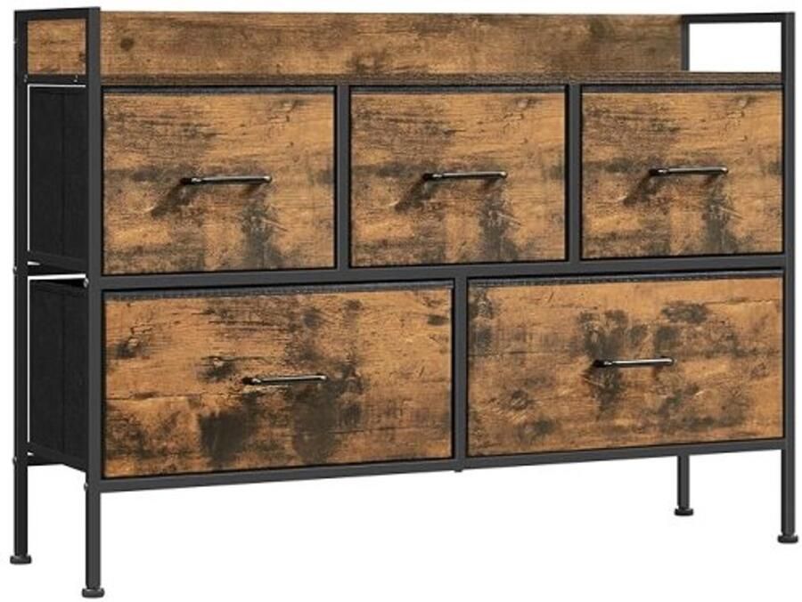 Ladekast Organitrend 5 stoffen laden Opbergorganizer Rustiek bruin