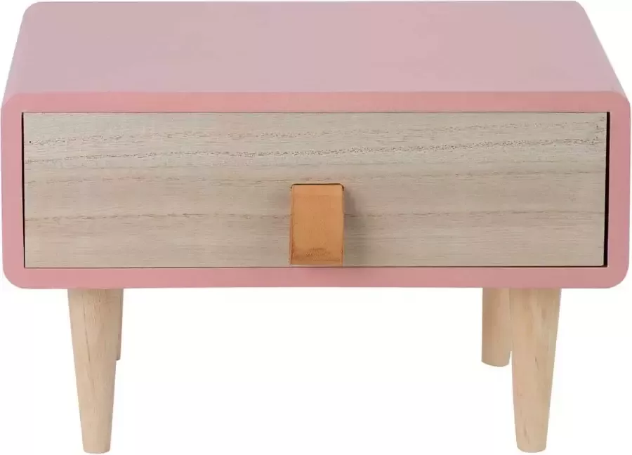 Ladekast Retro met lade Roze Rechthoek hout Op pootjes Kinderkamer