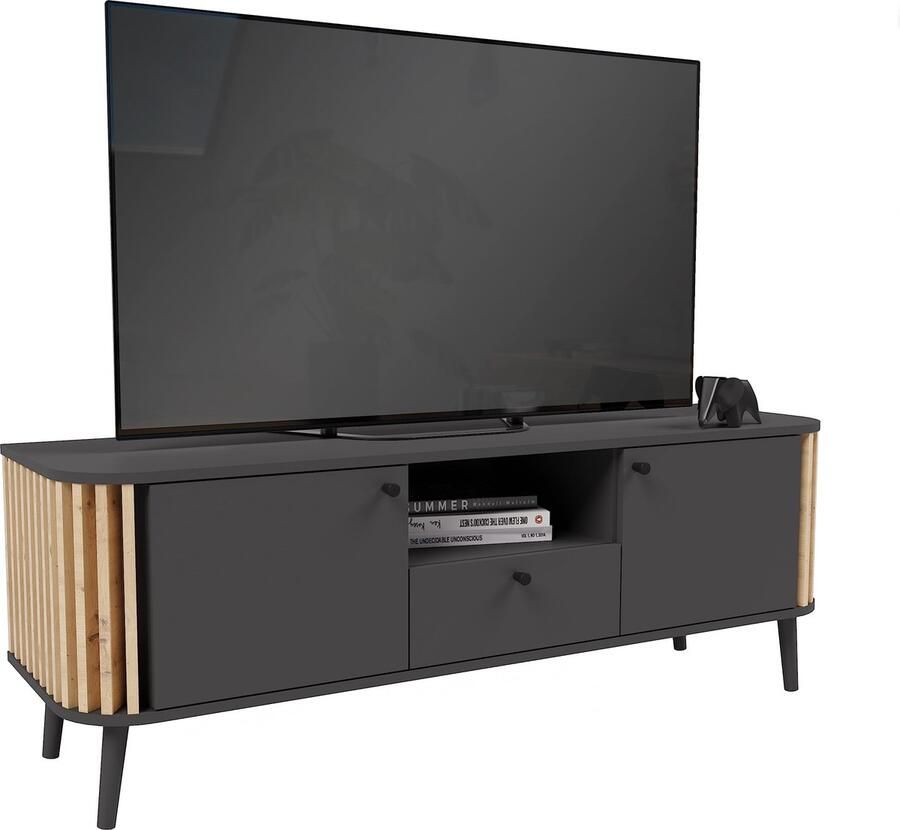 Rootz Living Rootz Ladekast van houtmateriaal Grijs Lowboard Pure Artisan Oak NB 138cm x 50cm x 40cm Duurzaam FSC-gecertificeerd meubilair