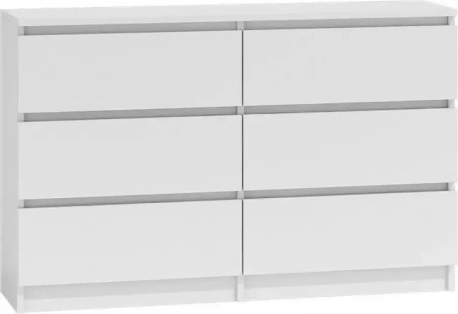 Ladekast Wit 120cm Commode- 6 lades-Ladekastje