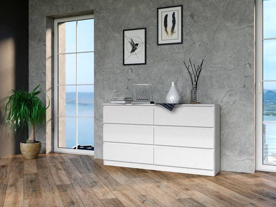Ladekast wit 140 cm 6 lades