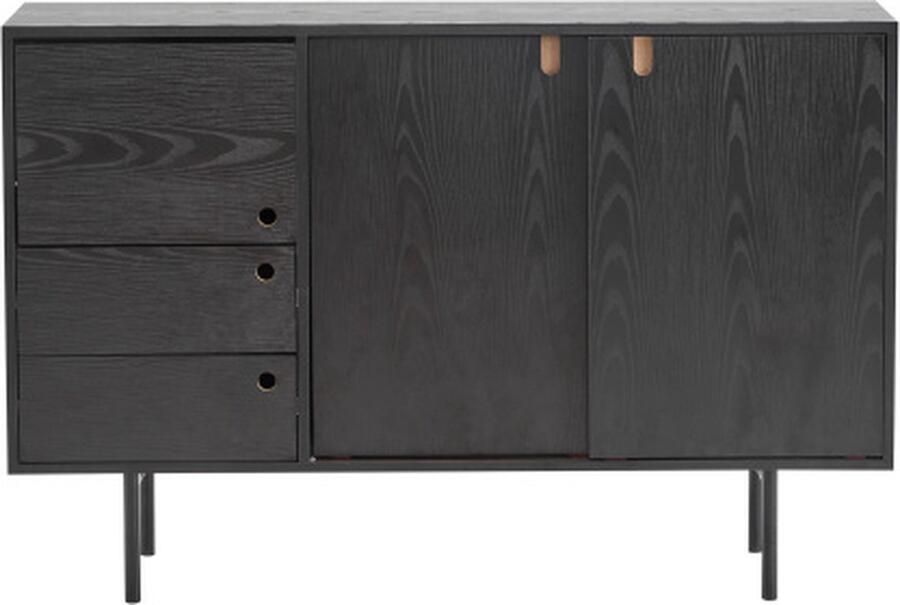 Zonder merk Gotagee ladekast zwart in tweekleurig design met 2 laden en 3 deuren zonder handgrepen