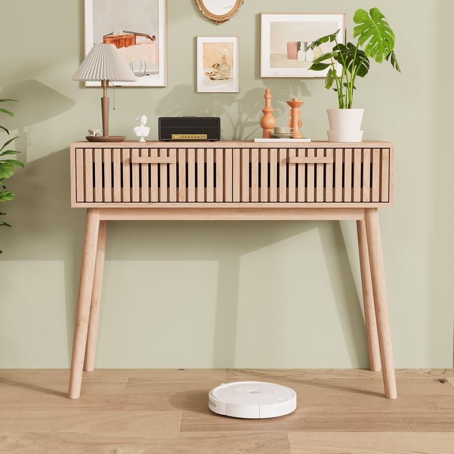 Ladekasten met 2 deuren ademende houtnerf voorzijde antislipvoetjes anti-kantelvoorziening 35x100x80 cm (L-B-H) vintage stijl eenvoudige installatie bruin