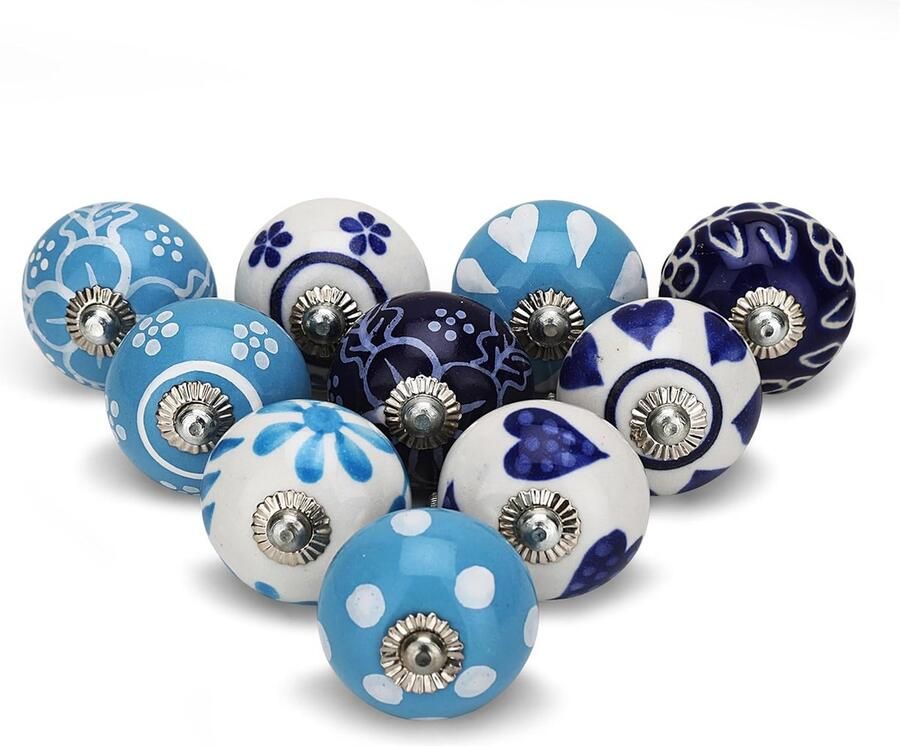 Ladeknoppen voor kasten verschillende kastknoppen keramische deurknoppen blauw keukenmeubilair ladeknoppen keukenmeubilair laden interieurdecoratie kledingkast 10st