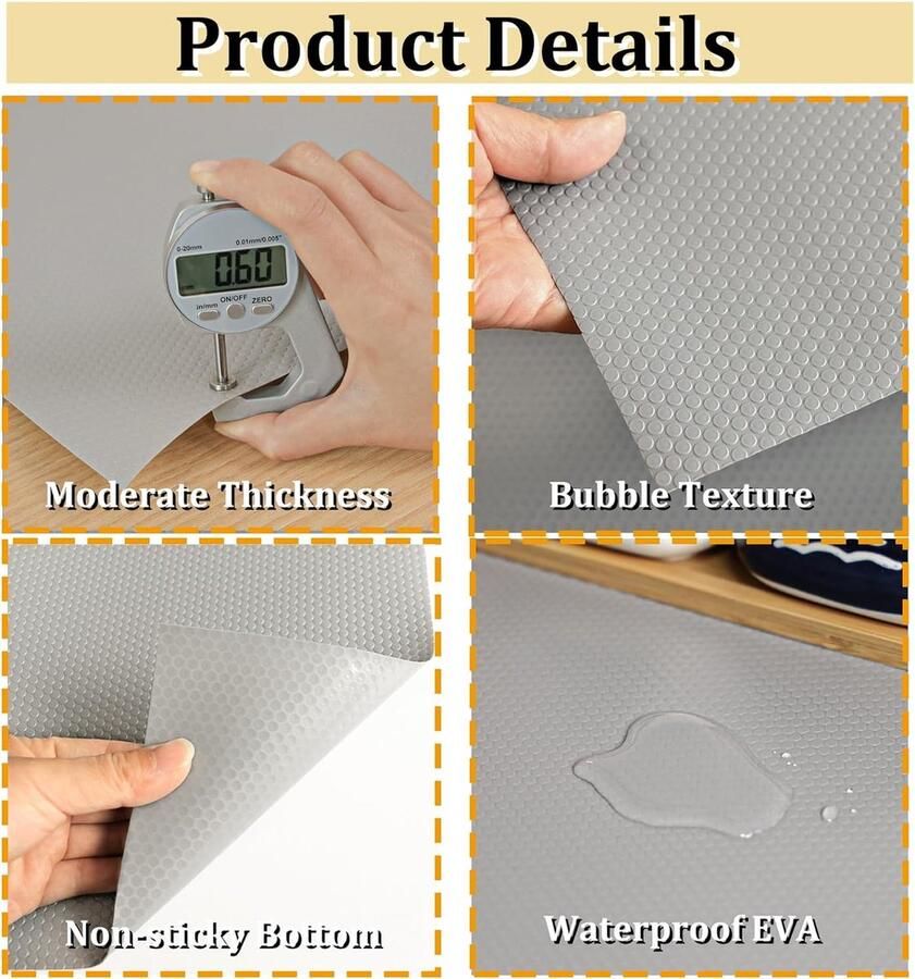 Lademat 30 x 600 cm keukenmat voor laden inlegging op maat te snijden EVA-koelkastmatten voor laden planken kast koelkast (lichtgrijs 30 x 600 cm)