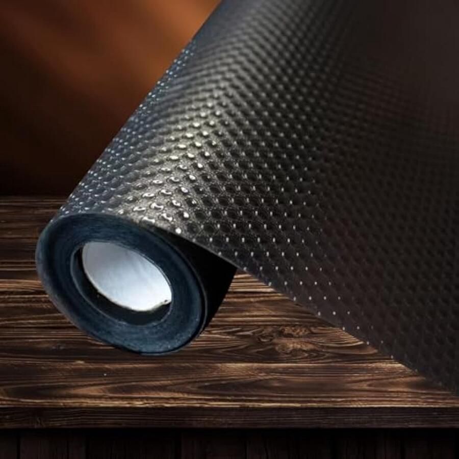 Lademat 45 cm x 5 m antislipmat voor laden kastfolie kastpapier afwasbaar antislipmat keuken voor keukenkasten koelkast en planken zwart