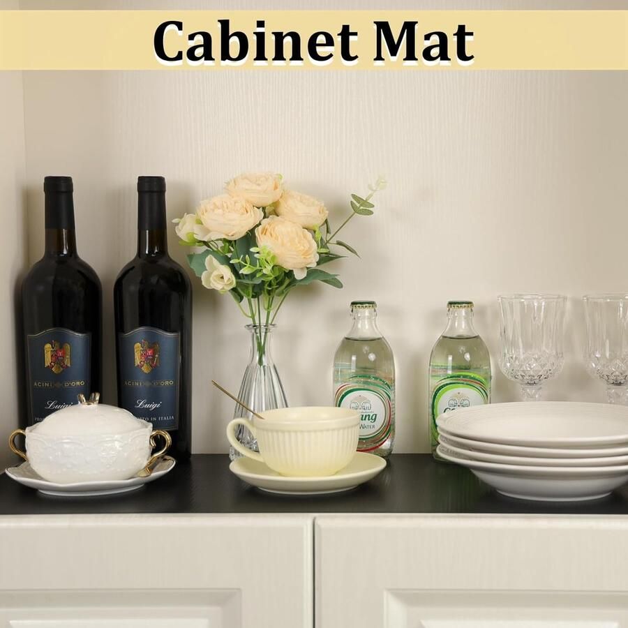 Lademat 60x600cm mat voor lades koelkast matten voor lades planken kast koelkast (zwart 60cmx6m)