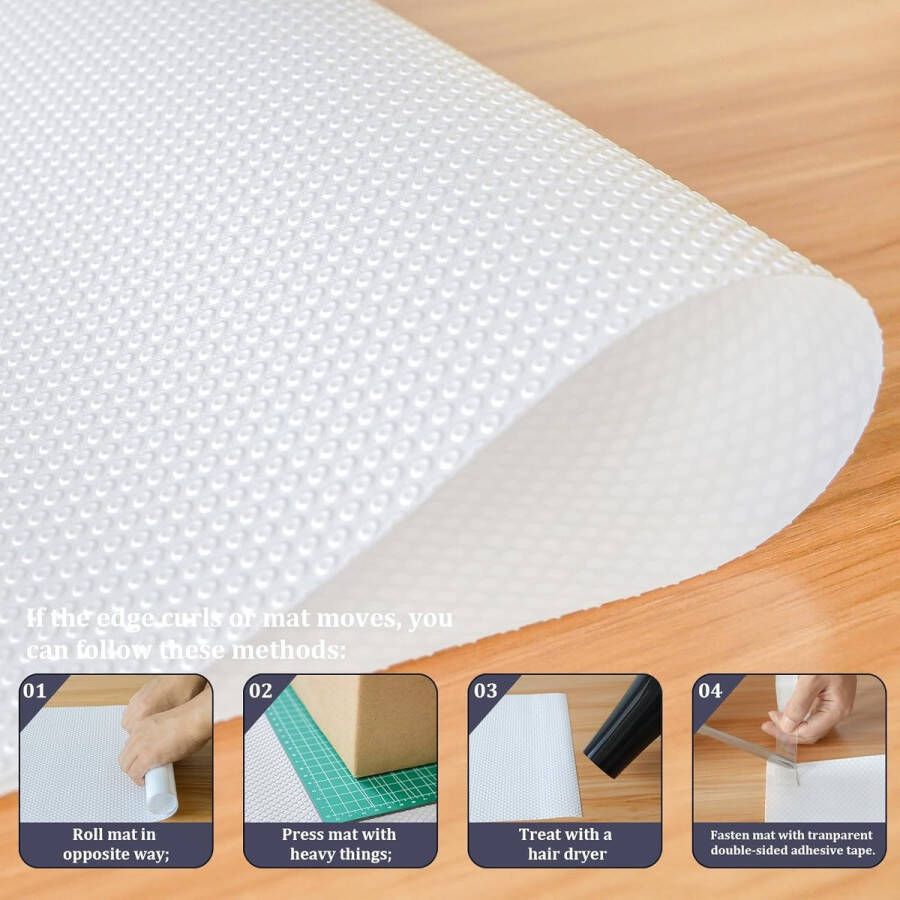 Lademat (grote maat) 60 cm x 500 cm Ladevoering EVA Waterdicht niet-klevend ondertapijt voor keukenkasten (wit punt)