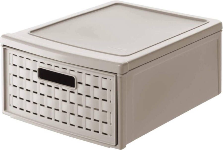 Ladenkast Country in rotan-look van kunststof (PP) cappuccino klein