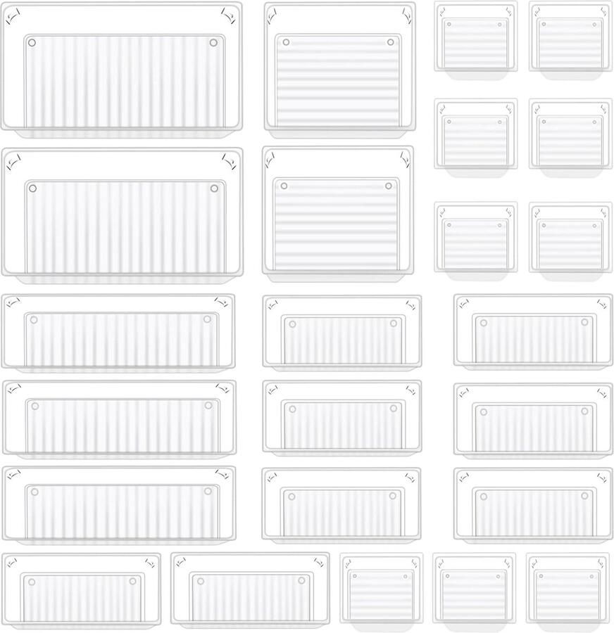 Ladenorganizer 24 stuks combineerbare en stapelbare organizer in 5 maten voor keuken badkamer en kantoor