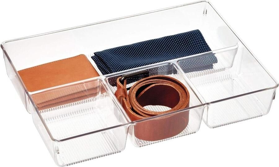 Ladeorganizer met 4 vakken praktische kunststof ladeverdeler transparant 55 x 23 cm bij 33 cm