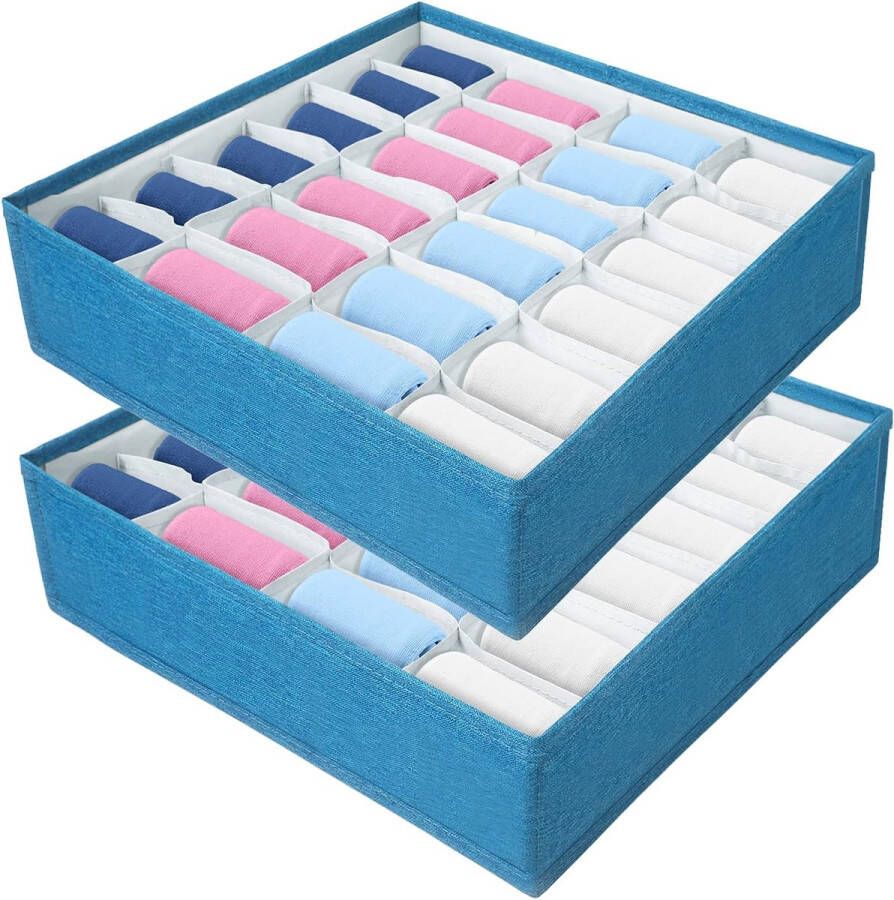 Ladeorganizer voor sokken en ondergoed 2 stuks 24 cellen opvouwbare laden opbergsysteem kledingkast lade verdeler organizer voor ondergoed sokken stropdassen riem