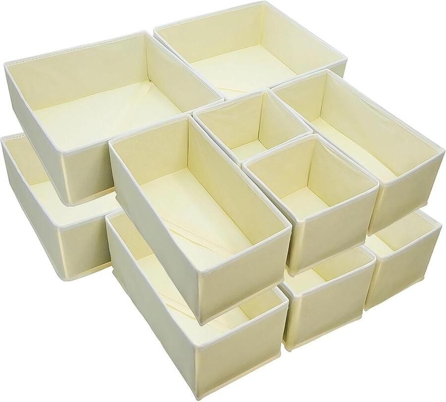 Ladeorganizer opvouwbaar wasbaar 12-pack ladeverdelers en ondergoedopbergoplossing Kledingorganizer voor slaapkamerkast Handige lade-opberger