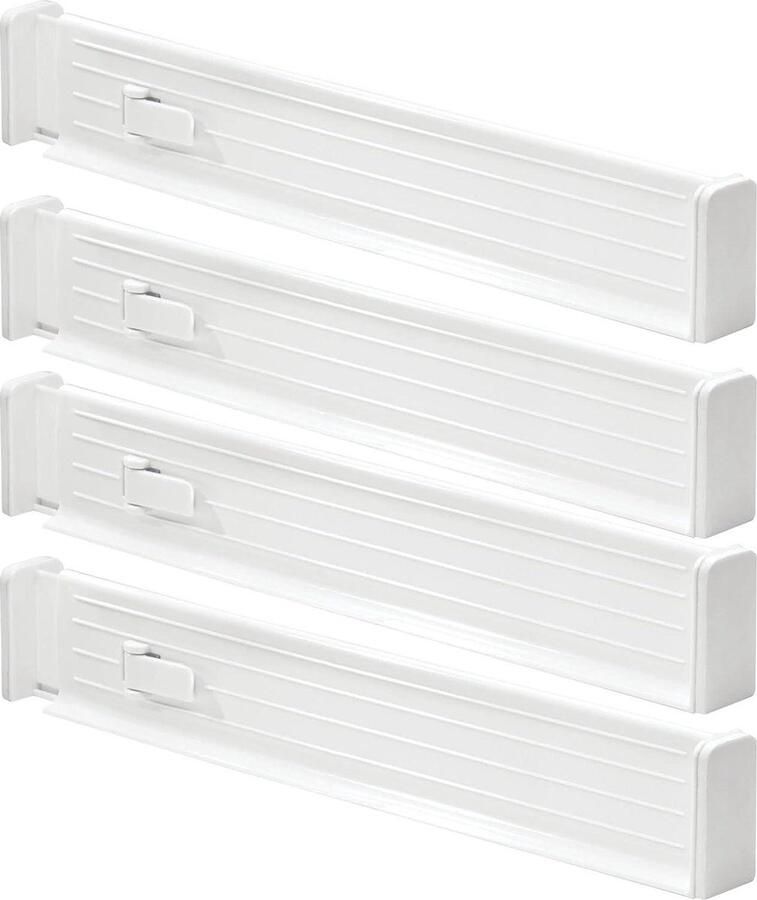 Ladeverdeler 2-delige set lade-organizer uitschuifbaar hoogwaardige kwaliteit beschermd schuimrubber keukenaccessoires wit