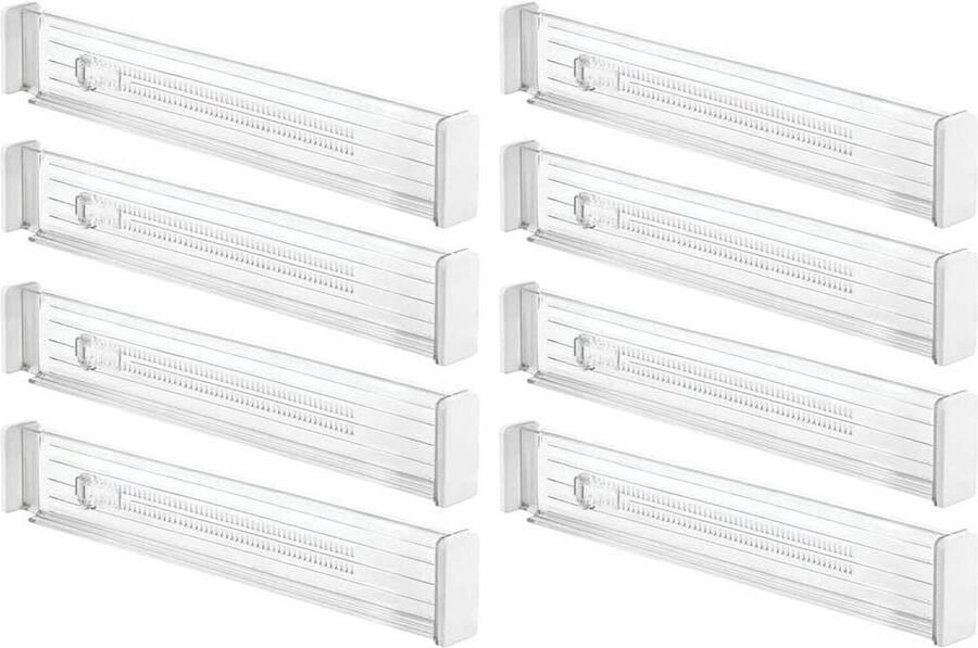 Ladeverdeler 2-delige set lade-organizer uitschuifbaar nuttig hoogwaardige kwaliteit beschermd schuimrubber keukenaccessoires doorzichtig