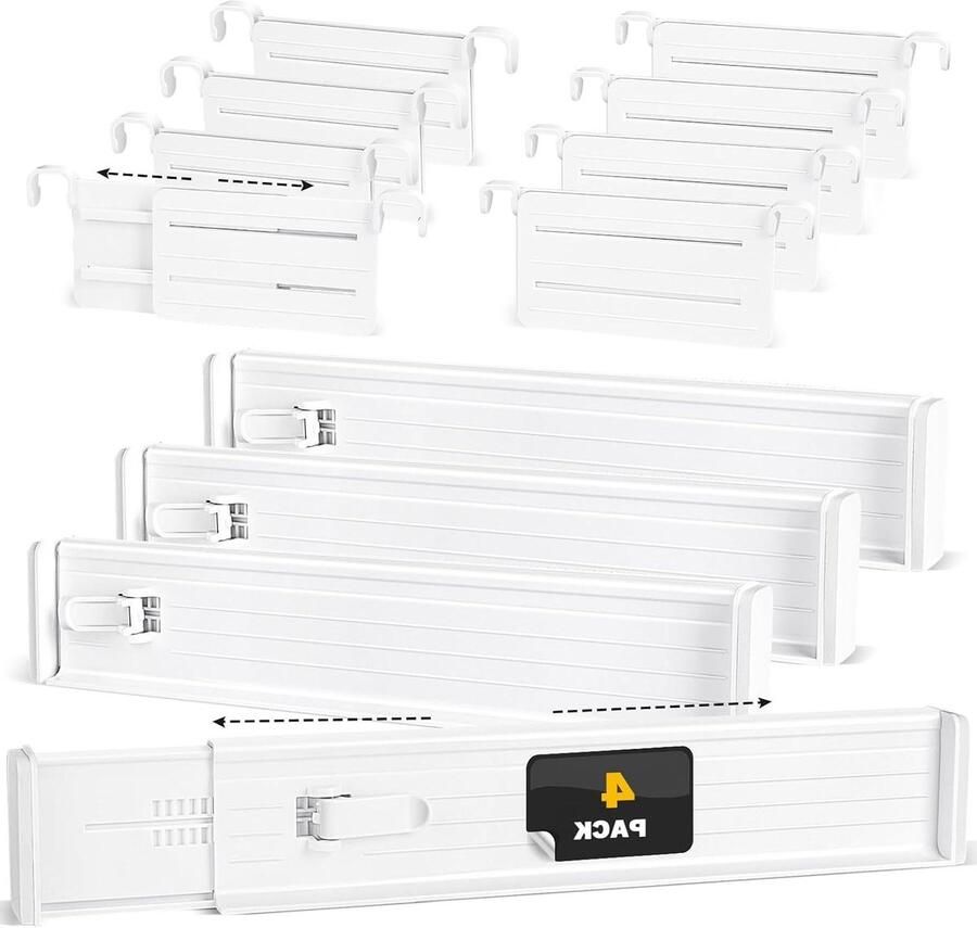 Ladeverdeler organizer set van 12 stuks verstelbaar kunststof voor kledingkast en keukenladen