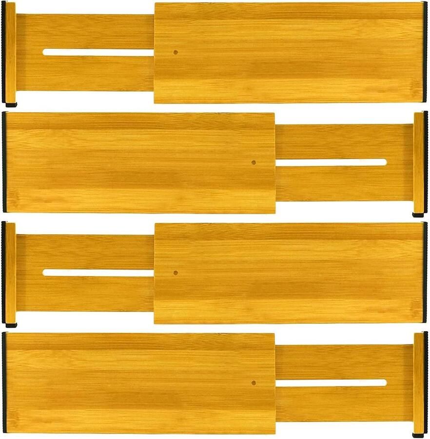 Ladeverdeler van Natuurlijk Bamboe Verstelbaar Set van 4 Bamboe 43-56 cm