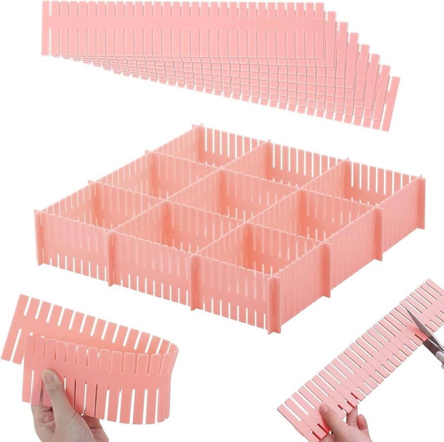 Ladeverdeler verstelbaar ladeverdeler commode lade-organizer kunststof 12 stuks laderasters vakverdelers voor sokken schrijfwaren roze