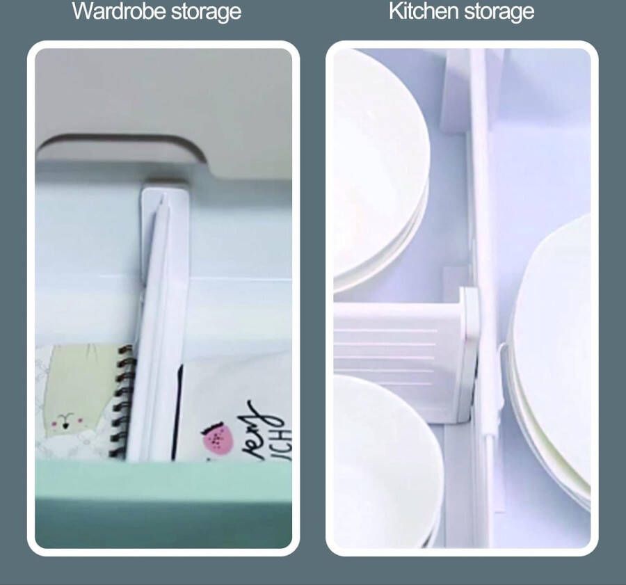 Ladeverdeler verstelbaar set van 2 schuifladen opbergsysteem 27-47 cm lade-organizer voor keuken commode badkamer slaapkamer babylade besteklade slaapkamer wit