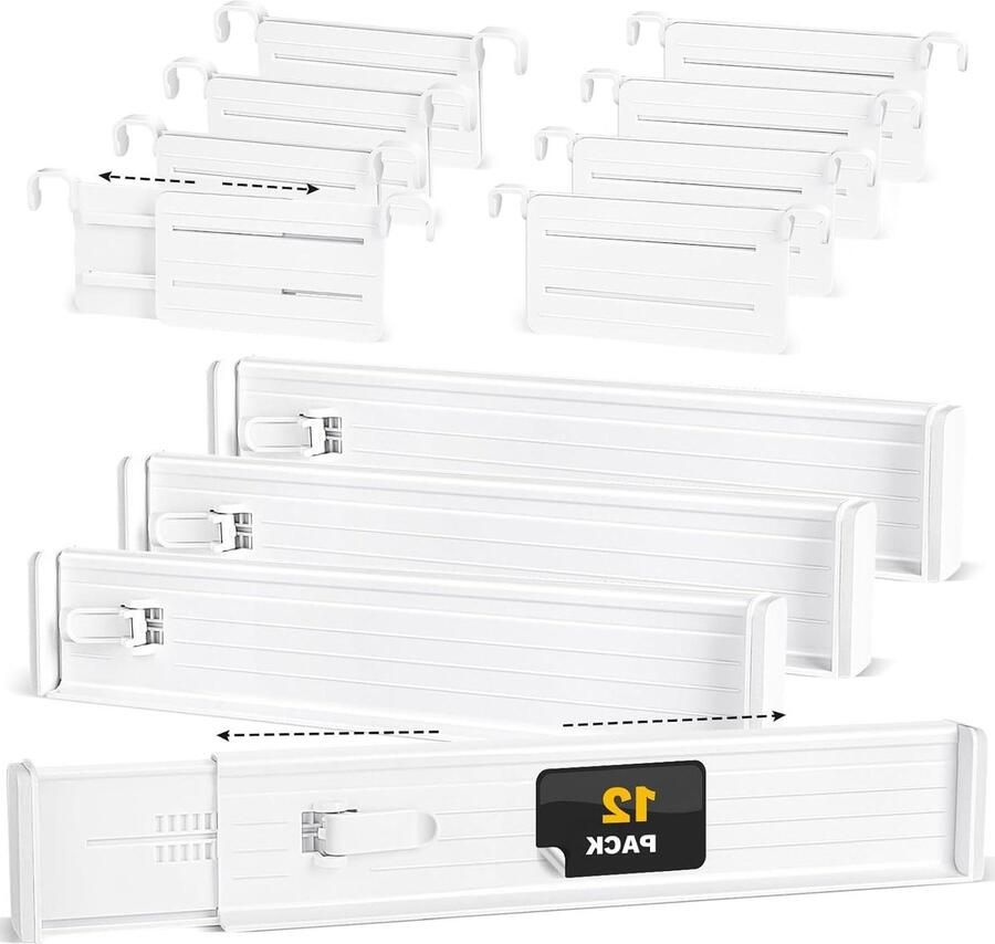 Ladeverdeler verstelbare organizers 12 stuks kunststof 30-57 cm