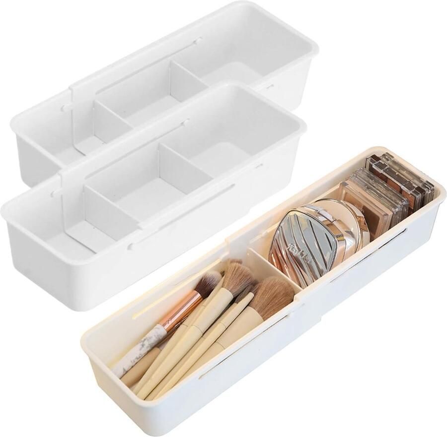 Ladeverdelers 2 stuks Ladeorganizer Ladeverdelers Verstelbare ladeorganizer Kantoorladeverdeler Ladeverdeler Ladeorganizer (wit)