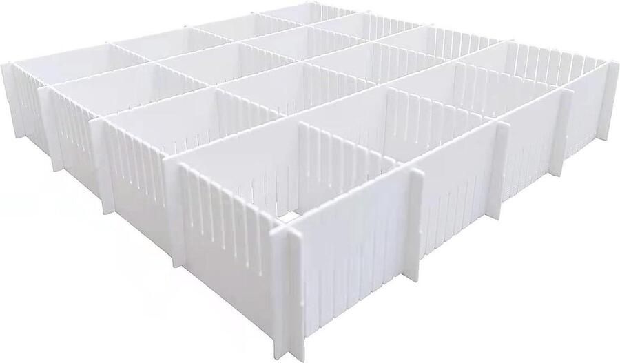 Ladeverdelers 20 stuks Grote verstelbare lade-organizer voor ondergoed en sokken Wit Dun Snijbaar